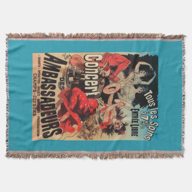 Concert Poster on Avenue de Champs-Elysees Throw Blanket (Front)