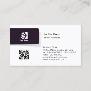 Concert Promoter Black Tab Logo Business Card