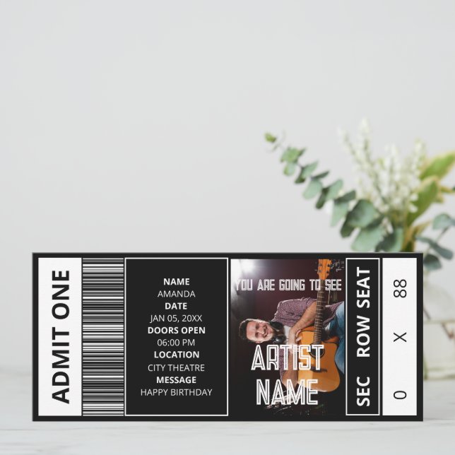 Concert Ticket customised event ticket Souvenir Invitation (Standing Front)