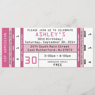 Concert Ticket Invitation Pink