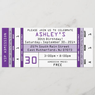 Concert Ticket Invitation Purple