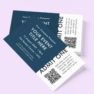 Concert Ticket   Navy Blue QR Code Event Ticket