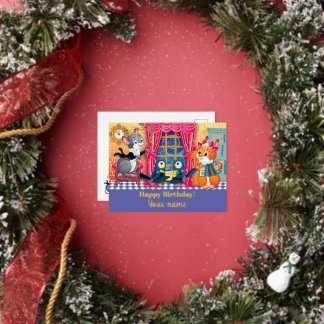 concert Young Animal Foil Holiday Postcard