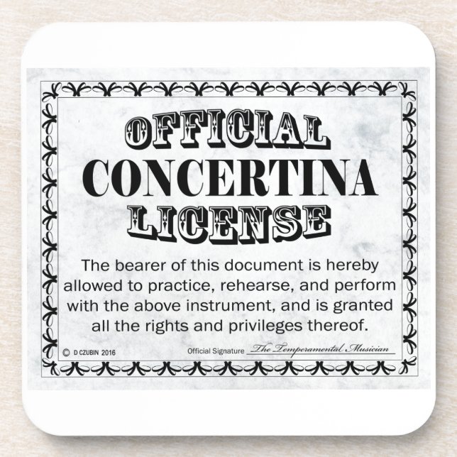 Concertina License Coaster (Front)
