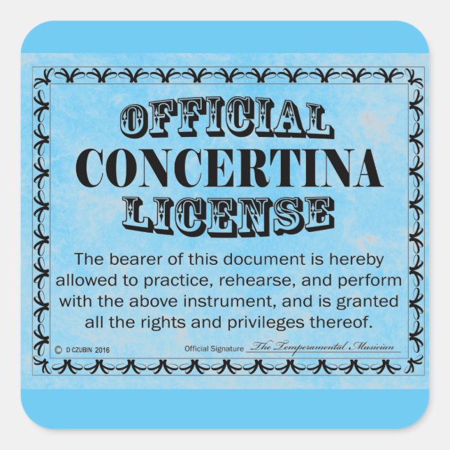 Concertina License Square Sticker (Front)