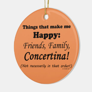 Concertina Makes Me Happy Ceramic Tree Decoration