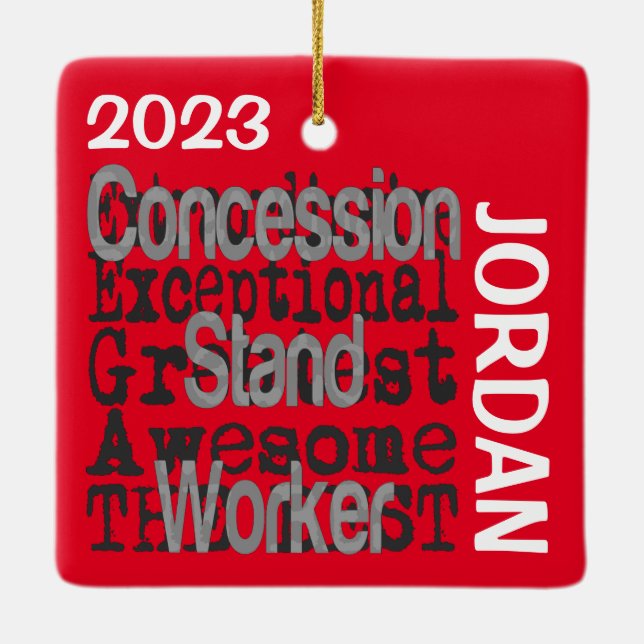 Concession Stand Worker Extraordinaire CUSTOM Ceramic Ornament (Back)