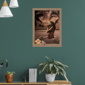 Conch Blowing Poster w/out frame