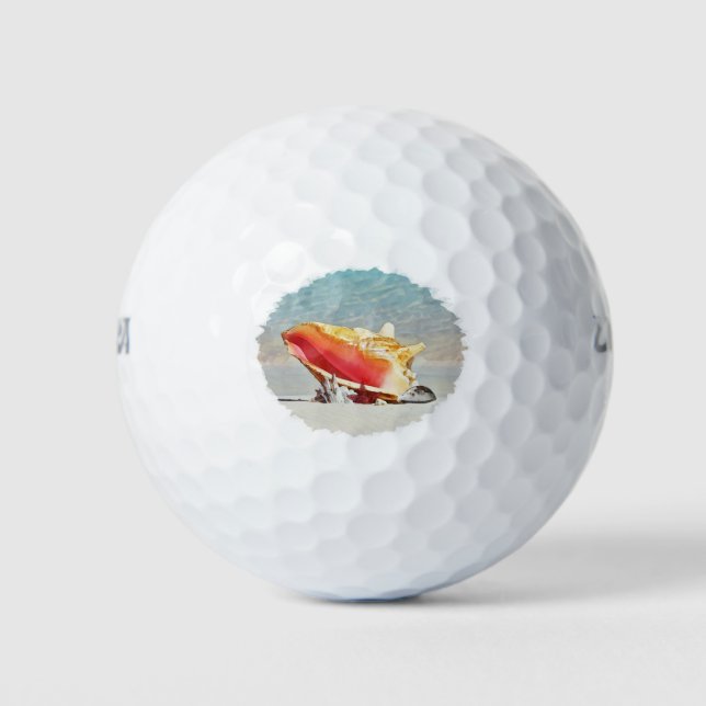 Conch On The Beach Ceramic Tile Desk Organiser Sho Golf Balls (Front)