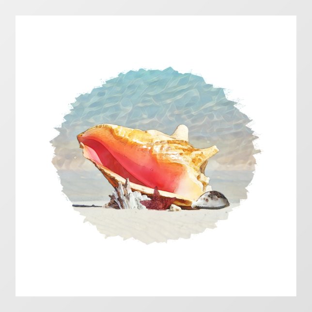 Conch On The Beach Ceramic Tile Desk Organiser Sho Window Cling (Sheet)