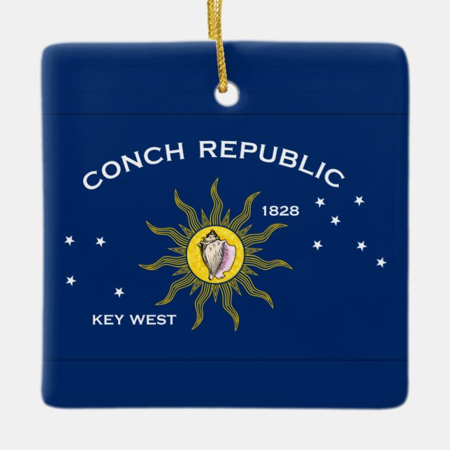 Conch Republic Flag Ceramic Ornament (Front)