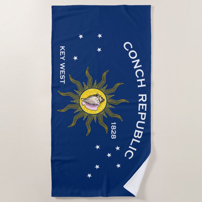 Conch Republic Flag Key West Florida Beach Towel (Front)