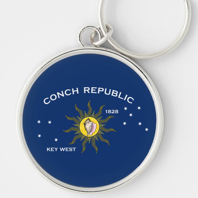 Conch Republic Flag Key West Florida Key Ring (Front)