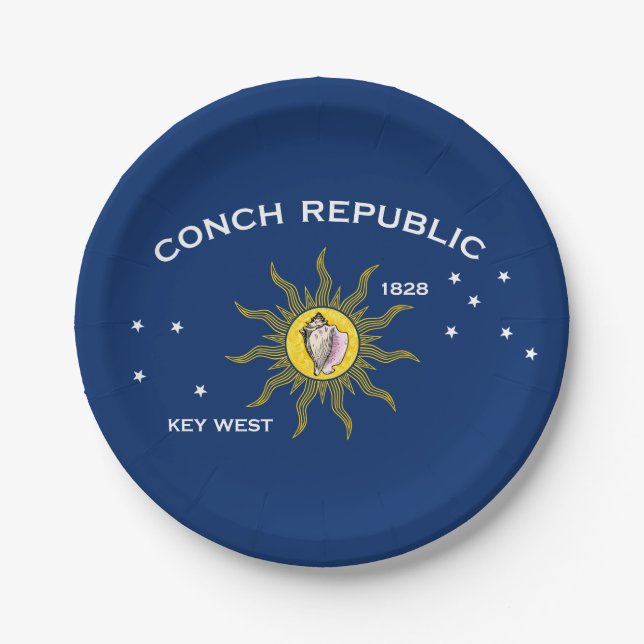 Conch Republic Flag Key West Florida Paper Plate (Front)