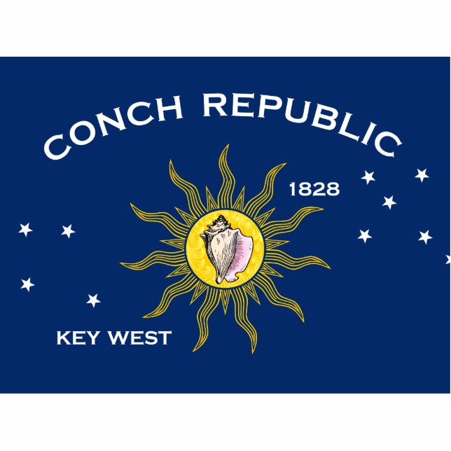 Conch Republic Flag Key West Florida Standing Photo Sculpture (Front)