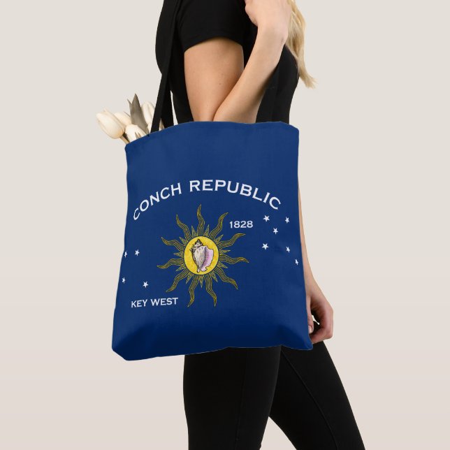 Conch Republic Flag Key West Florida Tote Bag (Close Up)