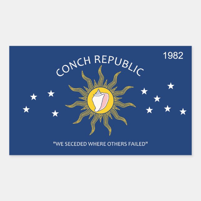 Conch Republic Flag Rectangular Sticker (Front)