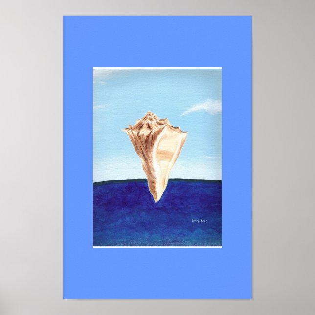 Conch sea shell and the ocean painting, posters (Front)