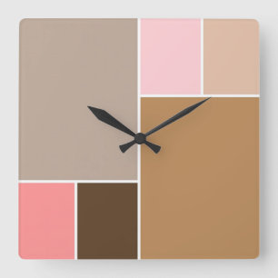 Conch Seashell Color Blocks Square Wall Clock