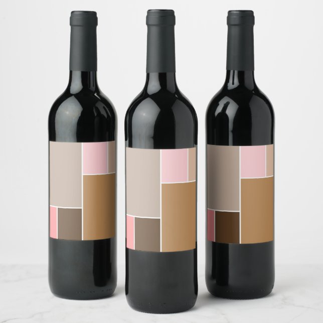 Conch Seashell Colour Blocks Wine Label (Bottles)