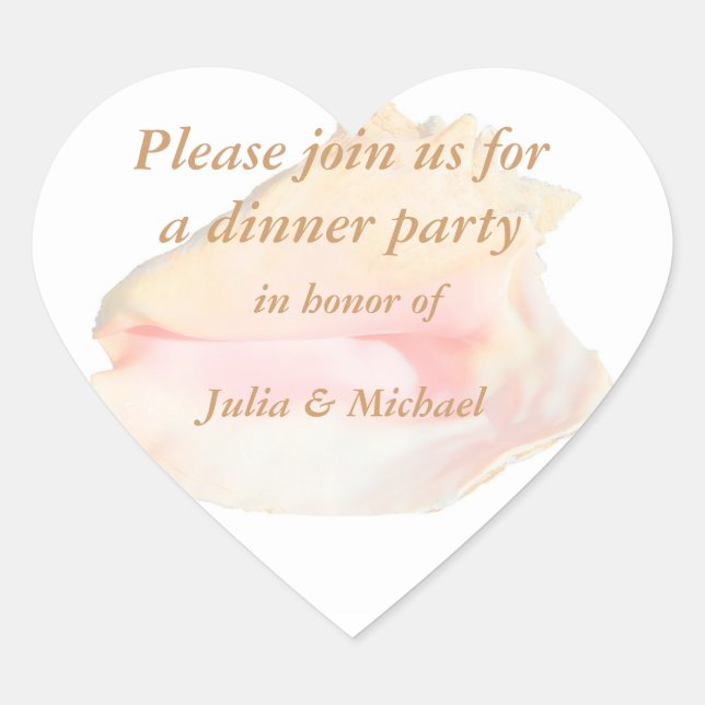 Conch Seashell Heart Shape Heart Sticker (Front)