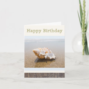 Conch Seashell on Beach Photograph Birthday Card