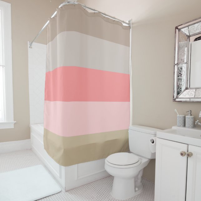 Conch Seashell Stripe Colours Shower Curtain (In Situ)