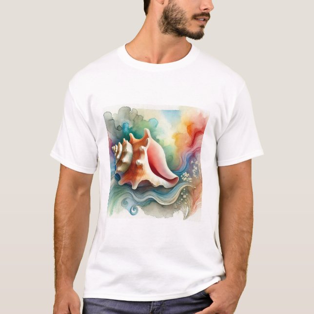Conch Shell 160724AREF203 - Watercolor T-Shirt (Front)