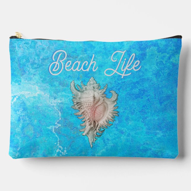 Conch Shell "Beach Life" Accessory Pouch (Front)