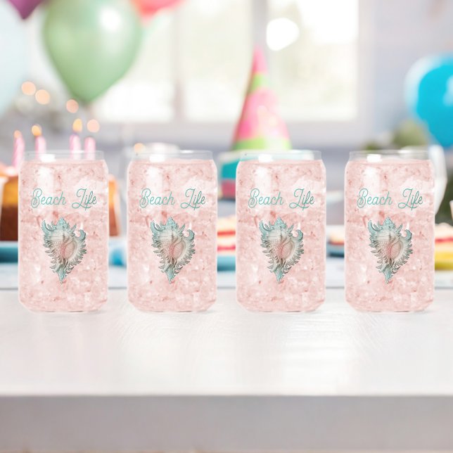 Conch Shell "Beach Life"  Can Glass (Insitu (Birthday))