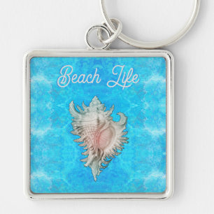 Conch Shell "Beach Life"  Key Ring
