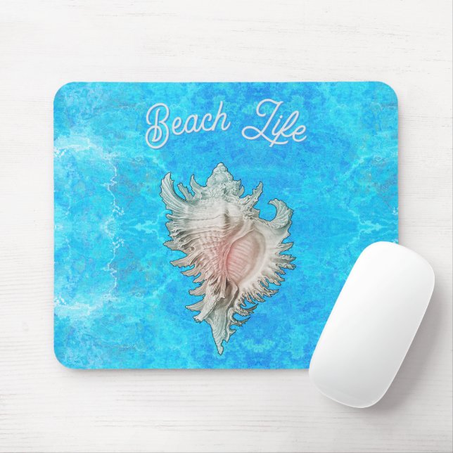 Conch Shell "Beach Life"  Mouse Mat (With Mouse)