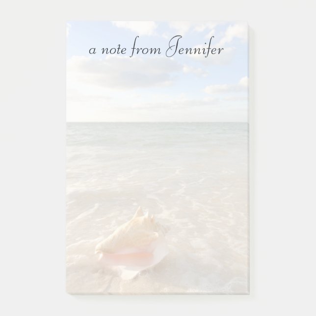 Conch Shell In Sand On Tropical Beach Post-it Notes (Front)