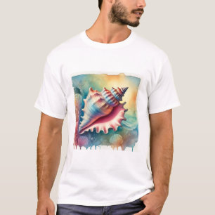 Conch Shell in Vibrant Waters 041024AREF112 - Wate T-Shirt
