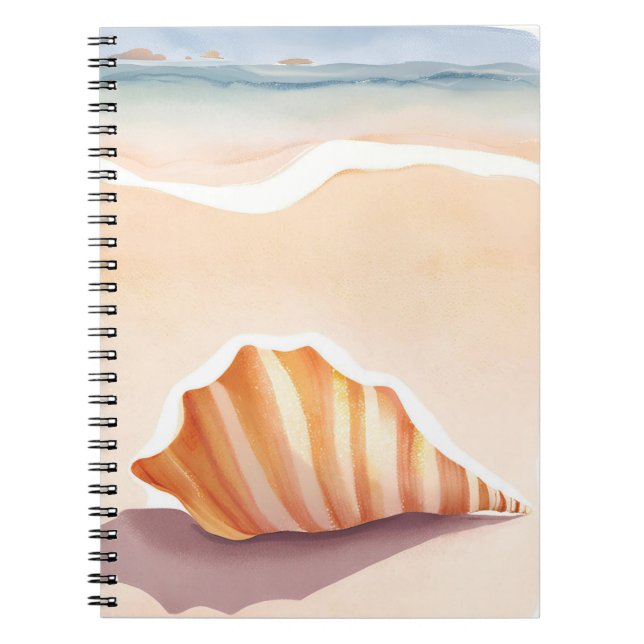 Conch Shell | Ocean Seashell Coastal Beach Notebook (Front)