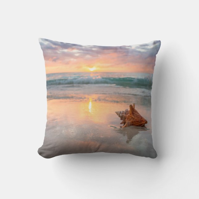 Conch Shell on the Beach | Jamaica Cushion (Front)