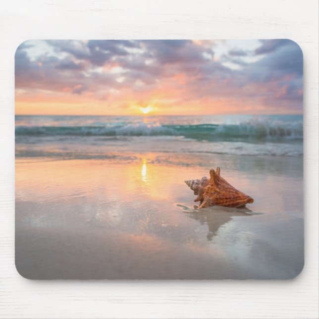 Conch Shell on the Beach | Jamaica Mouse Mat (Front)