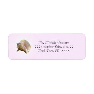 Conch Shell Photograph on Pink Return Label