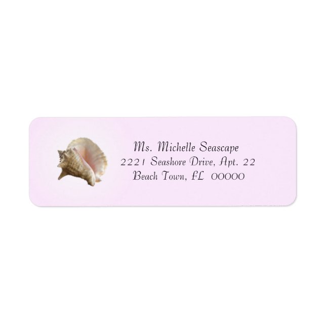 Conch Shell Photograph on Pink Return Label (Front)