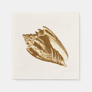 Conch shell sketch - brown, white and tan napkin