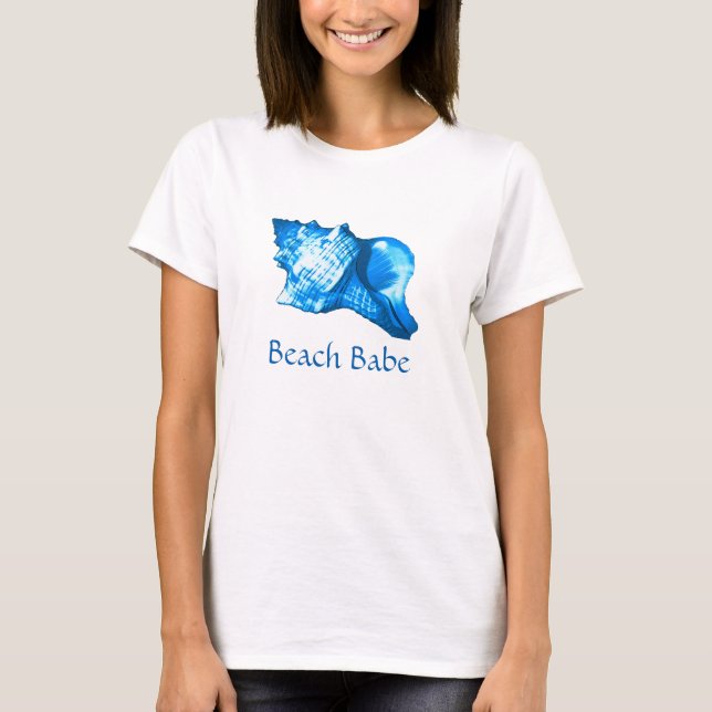 Conch shell sketch - cobalt and sky blue T-Shirt (Front)