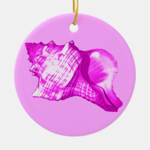 Conch shell sketch - shades of orchid and white ceramic tree decoration