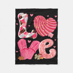 Concha Love Valentine's Day Mexican Sweet Pan Dulc Fleece Blanket