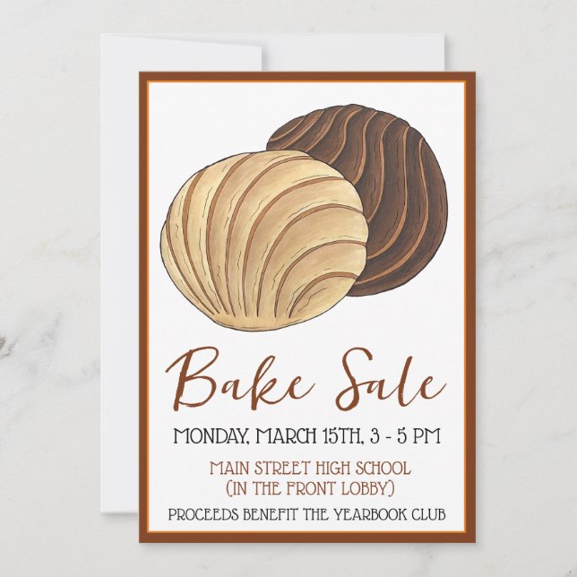 Conchas Mexican Food Pastry Bakery Bake Sale Invitation (Front)