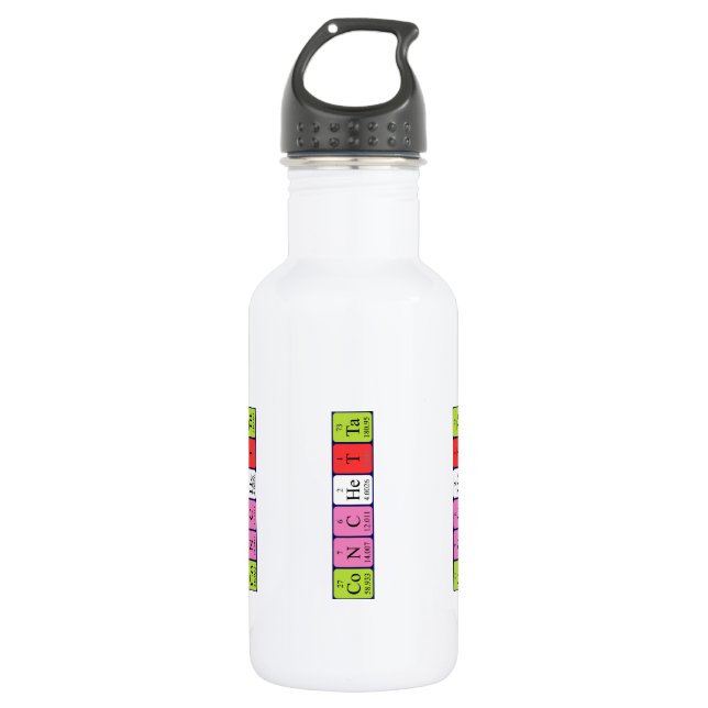 Conchetta periodic table name water bottle (Front)