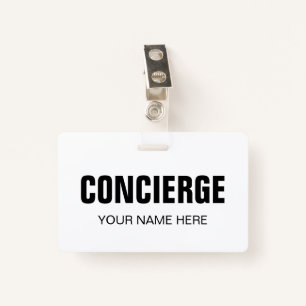 Concierge name badge with clip ID badge