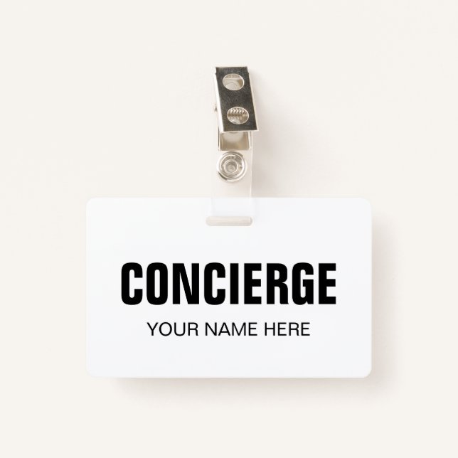 Concierge name badge with clip ID badge (Front with Clip)