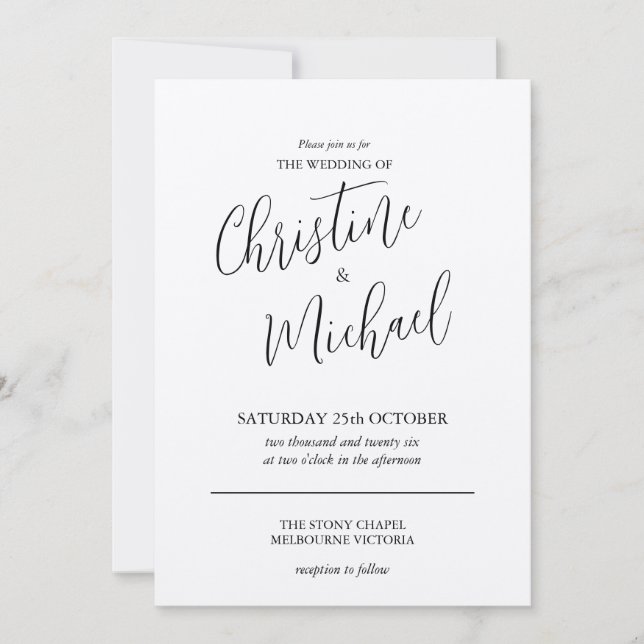 Concise simple classic design invitation (Front)