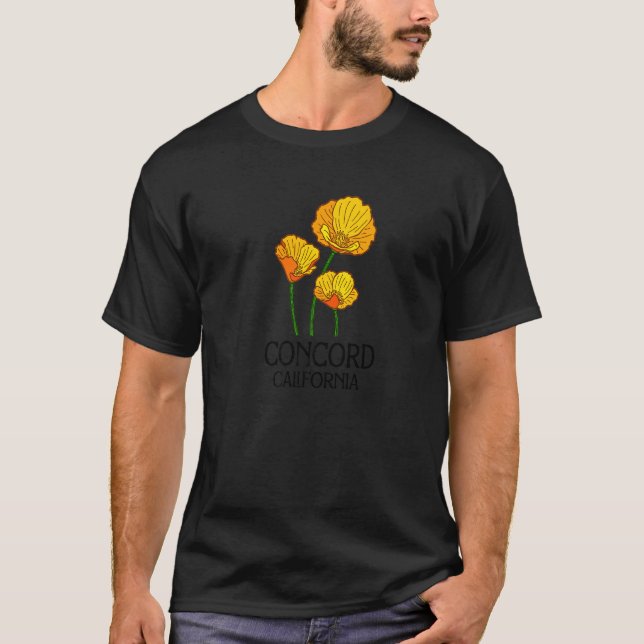 Concord California CA Poppy Flower State City Vint T-Shirt (Front)