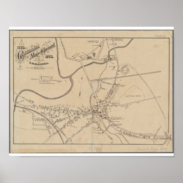 Concord MA Historical Map 1875 Poster (Front)